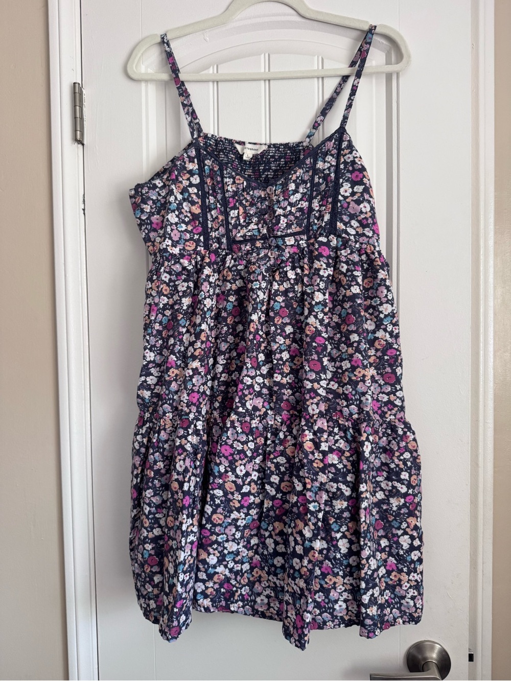 Lucky brand Floral Tiered Sundress in Navy with Pink & White Flowers